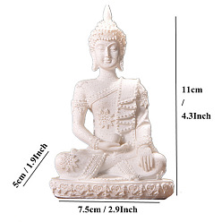 Antique White Resin Buddha Statue, for Zen Home Office Feng Shui Ornament, Antique White, 75x50x110mm