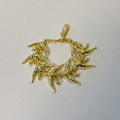 Oro Pulseras de aleación con cristales y diamantes de imitación en forma de pájaro para mujer, con perlas de imitación, dorado, 7.87 pulgada (20 cm)