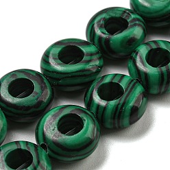 Malachite Perles synthétiques malachite brins, rondelle, 10~10.5x4~4.5mm, Trou: 1.2mm, Environ 20 pcs/chapelet, 7.95'' (20.2 cm)