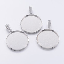 Платина Сеттинги для кулона(кабошонов), сплав, чашки безель с краями, без кадмия и без свинца, плоско-круглые, платина, 39x28x3 мм, отверстие : 10x6 мм, лоток : 25 мм