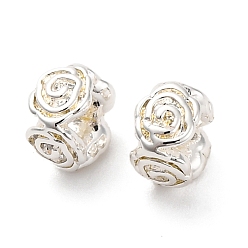 Посеребрённый Латунные бусины, без кадмия, без никеля и без свинца, цветок, 925 серебро покрытием, 5x5x3.5 мм, отверстие : 2.5x2.5 мм
