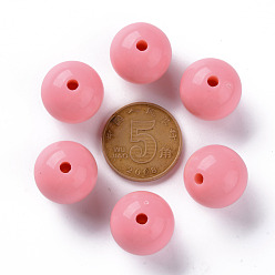 Salmon Opaque Acrylic Beads, Round, Salmon, 16x15mm, Hole: 2.8mm, about 220pcs/500g