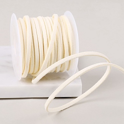 Светло-желтый Плоский замшевый шнур 4.5м., двойное кружево из искусственной замши, светло-желтый, 3 мм, около 4.92 ярдов (4.5 м) / рулон