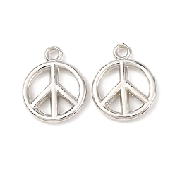 Платина Пластмассовые подвески ccb, знак мира, платина, 19.5x15.5x2.5 мм, отверстие : 2 мм