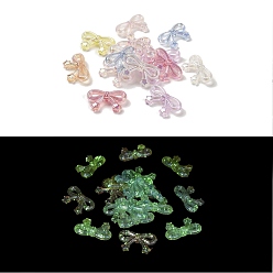 (52) Непрозрачная лаванда Бант со звездным УФ-покрытием, светящиеся радужные переливающиеся акриловые бусины, блеск бисера, светится в темноте, разноцветные, 34x20x6 мм, отверстие : 2.5 мм