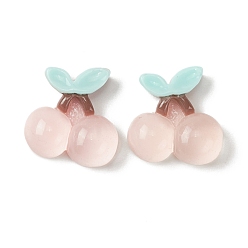 Pink Opaque Resin Cabochons, Cherry, Pink, 20x18.5x7mm