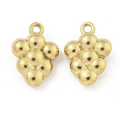 Настоящее золото 18K Ионное покрытие (ip) 304 брелоки из нержавеющей стали, виноградное очарование, реальный 18 k позолоченный, 14.5x10.5x5 мм, отверстие : 1.5 мм