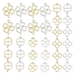 (52) Непрозрачная лаванда 32шт 8 стили подвески из сплава с открытой спиной, прелести клевера для смолы, изготовление ювелирных изделий из эпоксидной смолы, платиной и золотом, 26~48x24~38 мм, отверстие : 3~5 мм, 4 шт / стиль