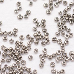 Gray 8/0 Glass Seed Beads, Grade A, Round, Opaque Colours, Gray, 2.8~3.2mm, Hole: 1.0mm, about 15000pcs/pound