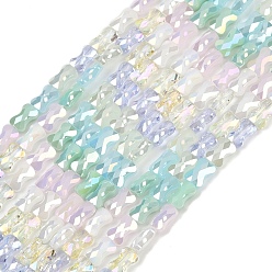 (52) Непрозрачная лаванда Стеклянные бусины с гальваническим покрытием , бамбук совместное, граненые, разноцветные, 7x4.5x3 мм, отверстие : 0.7 мм, около 63 шт / нитка, 17.09'' (43.4 см)