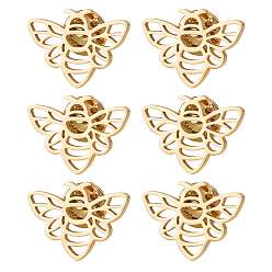 Silver 6Pcs Bees 304 Stainless Steel Lapel Pin Backs for Backpack Clothes, Silver, 20x27mm