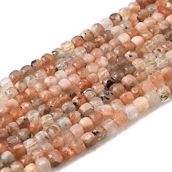 Солнечный Камень Натуральный Sunstone бисер пряди, кубические, граненые, 4~5x4~5x4~5 мм, отверстие : 0.7 мм, около 95 шт / нитка, 14.96'' (38 см)