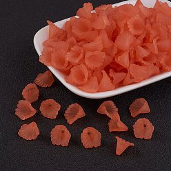 Коралловый Прозрачные акриловые бусины, матовые, цветок, окрашенные, коралл, 12x12x1.8 мм, Отверстие : 1.5 мм , около 1900 шт / 500 г