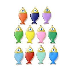 (52) Непрозрачная лаванда 201 нержавеющей стальной эмали подвески, золотые, рыба, разноцветные, 24.5x11.5x4 мм, отверстие : 1.2 мм