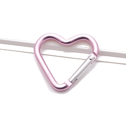 Pink Застежки карабинов для скалолазания из алюминиевого сплава, брелки, сердце, розовые, 44x40x4.5 мм