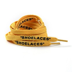 Золотистый Плоские шнурки из полиэстера на заказ, шнурок для обуви на плоской подошве с надписью, для детей и взрослых, золотые, 1200x9x1.5 мм, 2 шт / пар