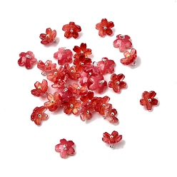 (123L) Белый крем непрозрачный блеск Стеклянные прелести, цветок, с латунной петлей платинового тона и блестящей пудрой, градиент цвета, огнеупорный кирпич, 11x11x7 мм, отверстие : 1.8 мм