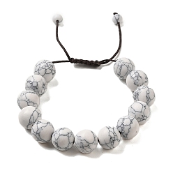 Говлит 12.5круглые браслеты из синтетического говлита с плетеными бусинами для женщин и мужчин, матовые, внутренний диаметр: 2~3-1/8 дюйм (4.95~8.05 см)