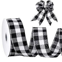 Черный Полиэстеровая тартановая проволочная лента, лента с сетчатым краем, чёрные, 2-1/2 дюйм (63 мм), 50 ярдов / ролл