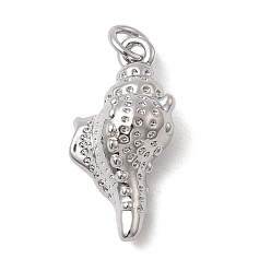 Платина Латунные подвески, форма раковины, долговечный, стойки покрытие, без свинца и без кадмия, с целью перехода в кольце, платина, 20x10.5x7 мм