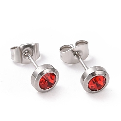 Гиацинт Серьги-гвоздики со стразами, нержавеющая сталь с цветным покрытием 304 украшения из нержавеющей стали для женщин, гиацинт, 15x6 мм, штифты : 0.8 мм