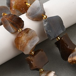 Серый агат Нити бусин из необработанного натурального серого агата, самородки, с бисером, 14~28x15~25x10~27 мм, отверстие : 1.2~1.4 мм, около 9~10 шт / нитка, 7.76''~8.07'' (19.7~20.5 см)