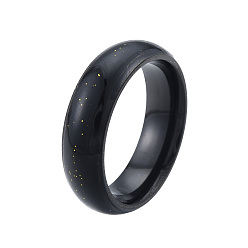 Electrophoresis Black Bling Glitter 201 Stainless Steel Plain Band Ring for Women, Electrophoresis Black, Inner Diameter: 17mm