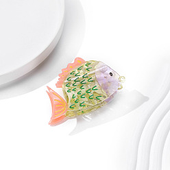 Желто-Зеленый Заколки для волос с когтями из ацетата целлюлозы (смола), рыба, желто-зеленый, 90x55 мм