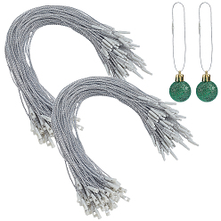 Argent 200 Chaînes porte-clés en cordon polyester (pièces), attaches d'étiquettes volantes, argenterie, 20x0.35 cm, 100 pcs /sachet 