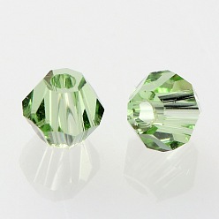 Light Green Faceted Bicone Grade AAA Transparent Glass Beads, Light Green, 4x3mm, Hole: 1mm, about 720pcs/bag
