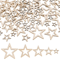 Бланшированный Миндаль 70 шт. 5 стили необработанные полые деревянные щепки, звезда, бланшированный миндаль, 20~60 мм