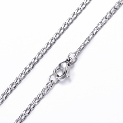 Stainless Steel Color 304 Stainless Steel Curb Chain Necklaces, with Lobster Claw Clasps, Stainless Steel Color, 19.7 inch(50cm), 2mm