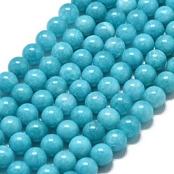 Темно-бирюзовый Натуральный Malaysia нефритовые бусы пряди, окрашенная и подогревом, круглые, темные бирюзовый, 4~4.5 мм, отверстие : 0.8 мм, около 85~88 шт / нитка, 14.57~14.96 дюйм (37~38 см)