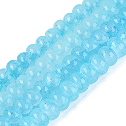 Sky Blue Imitation Jade Crackle Glass Beads Strands, Rondelle, Sky Blue, 8x5mm, Hole: 1~1.6mm, about 70~79pcs/strand, 13.19~15.35 inch(33.5~39cm)