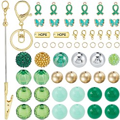 (52) Непрозрачная лаванда Набор для изготовления браслетов из сплава своими руками: инструмент, вспомогательное средство для изготовления ювелирных изделий, зажим для бусин, крокодил., включая бусины из смолы и акрила., Подвески из эмали и сплава, разноцветные, 162x11.5x7.5 мм