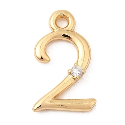 Настоящее золото 18K Латунные микро проложить кубического циркония прелести, без никеля , число, реальный 18 k позолоченный, 14x8x2 мм, отверстие : 1.4 мм