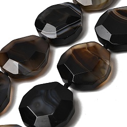 (946F)Морозный цвет внутри  Жонкиль / Непрозрачная зеленая подкладка Бусины из натурального черного агата (окрашенные и нагретые), граненые, слеза, 35~38.5x36~40x12.5~13.5 мм, отверстие : 2~2.5 мм, около 10 шт / нитка, 15.12''~16.02'' (38.4~40.7 см)