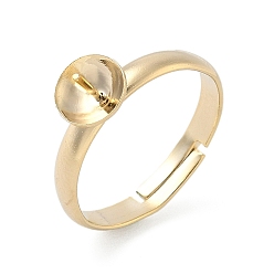 Настоящее золото 24K Регулируемые латунные колышки-штифты для полусверленных бусин, пустое основание кольца, стойки покрытие, долговечный, без свинца и без кадмия, реальный 24 k позолоченный, внутренний диаметр: 18 мм, лоток : 7 мм, штифты : 0.8 мм