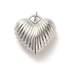 Платина Стойки обшивки латунные подвески, без кадмия и без свинца, долговечный, полые сердца, платина, 26x25x12 мм, отверстие : 4 мм