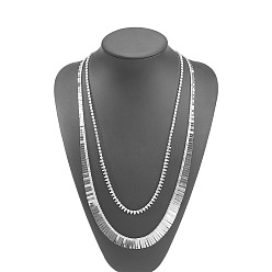 Platinum Iron Crystal Rhinestone Chain Double Layer Necklaces for Women, Platinum, 26.57~28.74 inch(67.5~73cm), about 2pcs/set