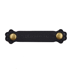 Черный Держатели кабелей из искусственной кожи с принтом кошачьей лапы, с металлическими пуговицами, ремешок-органайзер, для управления проводами, чёрные, 85x20 мм