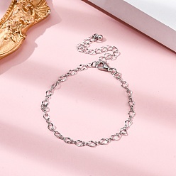 Платина Латунные браслеты-цепочки с покрытием для женщин, без кадмия и без свинца, 901 застежка из нержавеющей стали, платина, 5-7/8x1/8 дюйм (15x0.3 см)