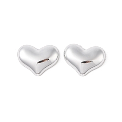 Platinum CCB Plastic Cabochons, Heart, Platinum, 15.5x21x5mm