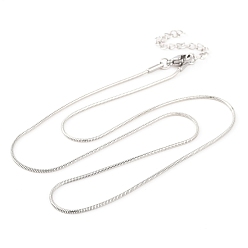 Нержавеющая Сталь Цвет 201 круглые ожерелья в виде змеи из нержавеющей стали для женщин, цвет нержавеющей стали, 17.68 дюйм (44.9 см), шириной 1.2 мм 