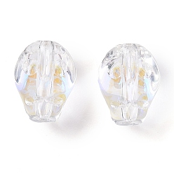 Прозрачный Стеклянные бусины с гальваническим покрытием , череп, прозрачные, 10x8x7.5 мм, отверстие : 1 мм, около 65 шт / нитка, 25.59'' (65 см)