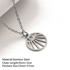 Солнце Не тускнеющие 201 ожерелья с подвесками из нержавеющей стали, ожерелья-цепочки для женщин, цвет нержавеющей стали, солнце, 17.72 дюйм (45 см), Кулон : 17x15 мм