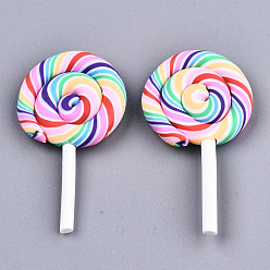 Разноцветный Бусины из полимерной глины , на Рождество, без отверстия , леденец, Радуга цветов, 43~49.5x27~28.5x6.5 мм