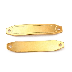 Real 24K Gold Plated 201 Stainless Steel Connector Charms, Curved Rectangle Links, Real 24K Gold Plated, 30.5x6x0.8mm, Hole: 1.4mm