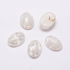 White Handmade Millefiori Glass Cabochons, Oval, White, 14x10x5mm