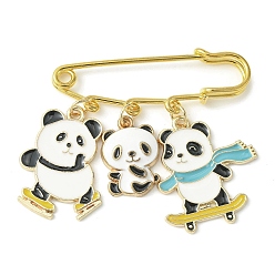 Weiß Emaille-Anhänger-Brosche aus Panda-Legierung, Sicherheits-Kiltnadel aus Eisen für Pulloverschal, weiß, 48.5 mm